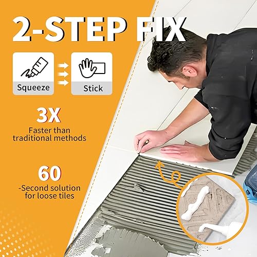 Miniatura 8 de Adhesivo de azulejos y pegamento de reparación resistente (10.5 onzas), kit de unión fuerte para cerámica, porcelana y piedra sueltos, fijación