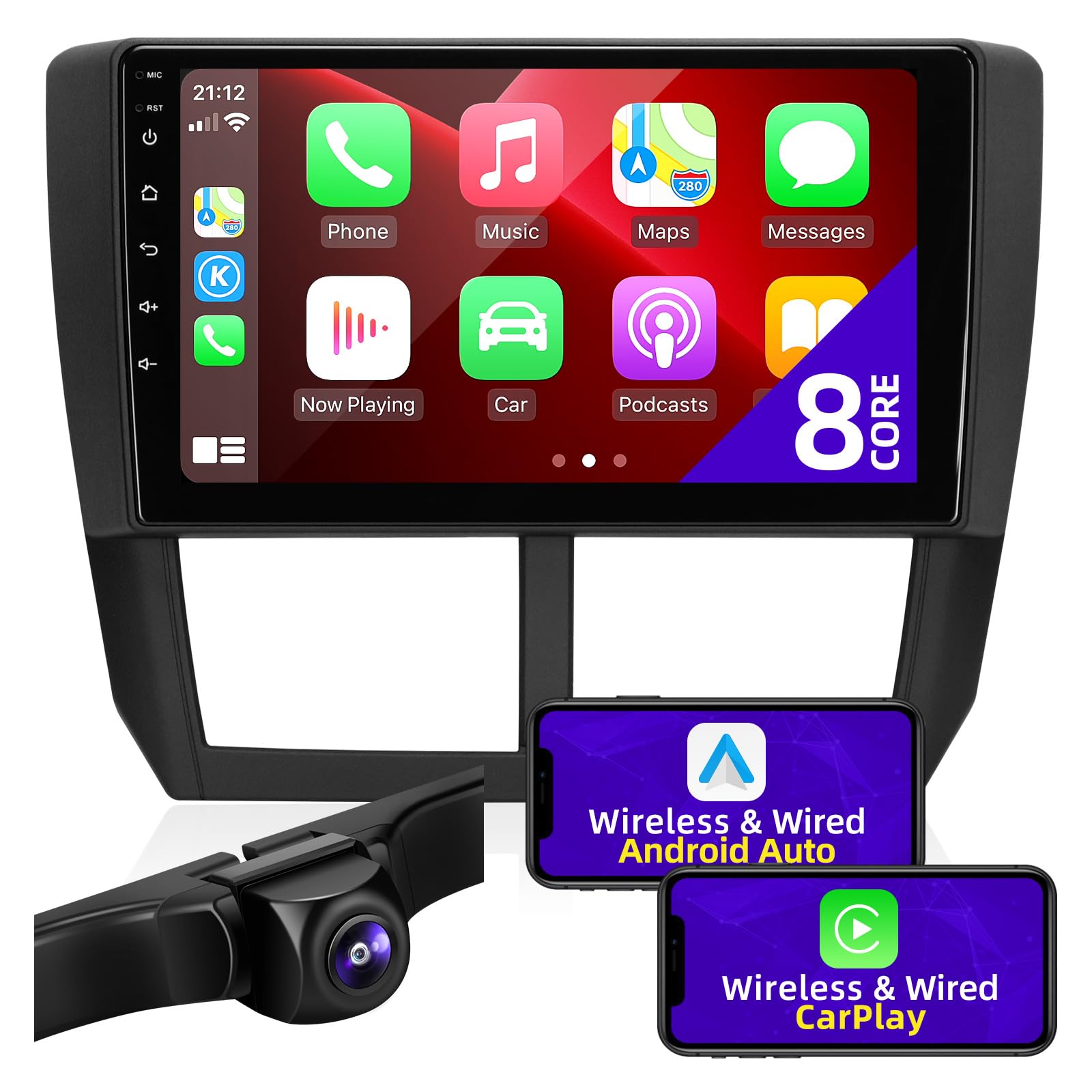CGOGC Android Car Radio Compatible with Android Auto Wireless Carplay for Subaru Forester Impreza WRX 2008 2009 2010 2011 2012 1280X720 IPS Touchscreen Stereo Bluetooth GPS Navigation 8core HeadUnit