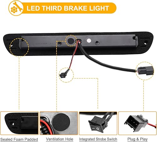 Miniatura 5 de RF Auto Tercera luz de freno LED de repuesto para Colorado  Canyon 2004-2012 camionetas luces de carga de techo lámpara de freno de montaje alto con