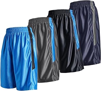 LeeHanTon 4-Pack Mens Basketball Shorts Summer Gym Training Athletic Shorts with Pockets Drawstring
