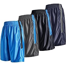 LeeHanTon 4-Pack Mens Basketball Shorts Summer Gym Training Athletic Shorts with Pockets Drawstring