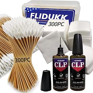 Universal Gun Cleaning Supplies -All in One Gun CLP Oil+ Lint Free Gun Cleaning Patches+ 6" Pointed Gun Swab,Gun Cleaning Kits Lubrication for 9mm and All Caliber of Firearms -Choose Your Set