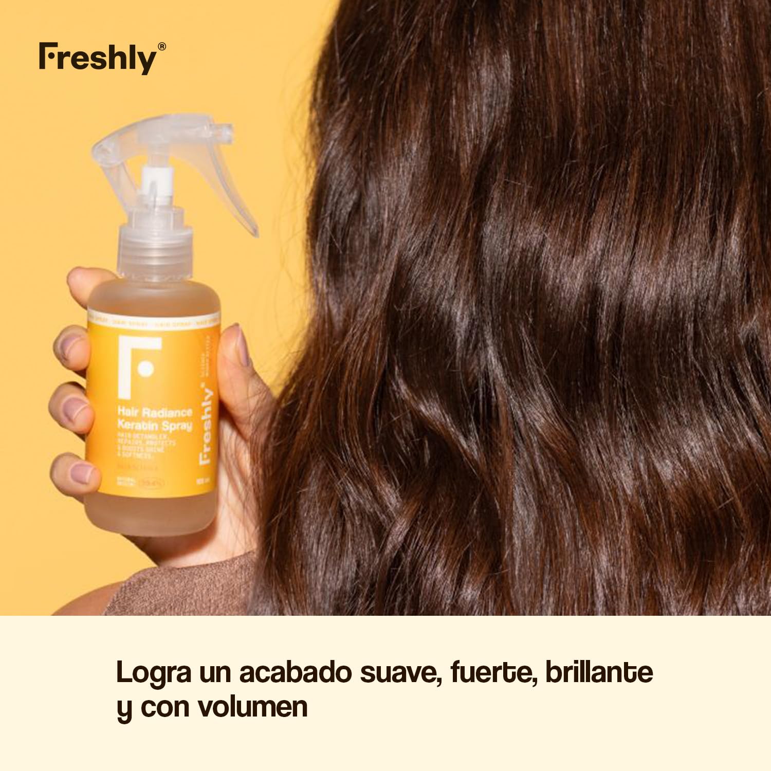 Freshly - Protector Térmico Pelo – con Keratina Vegetal Sin Siliconas – Spray Desenredante para Todo Tipo de Cabellos – Brillo e Hidratación Capilar - Fórmula Natural 99,4% – 200ml