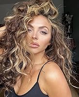 Vista 17 de Fencca - Peluca larga rizada y ondulada gris sintética, colores mezclados, con flequillo libre, de capas largas y onduladas, para mujeres