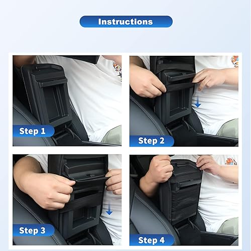 Miniatura 7 de CDEFG Almohadilla de consola central de coche para 2020 2021 2022 2023 Palisade Auto reposabrazos funda protectora de cuero negro (negro)