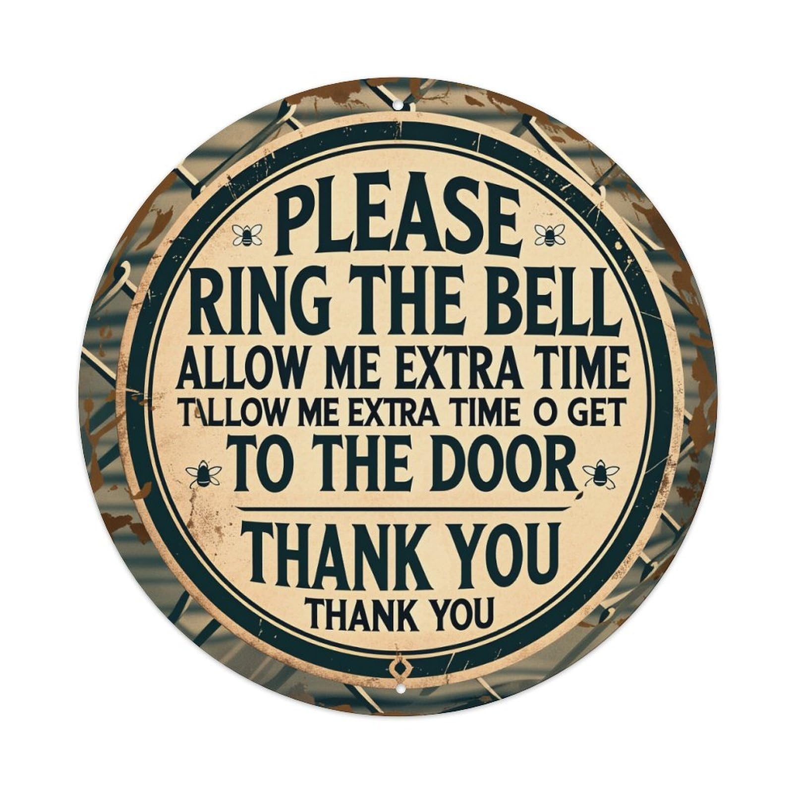Please Ring The Bell Allow Me Extra Time Round Tin Sign Retro Metal Sign for Cafe Bar Pub Home Game Room Gym Club Wall Decoration Vintage Metal Poster 8x8 Inch