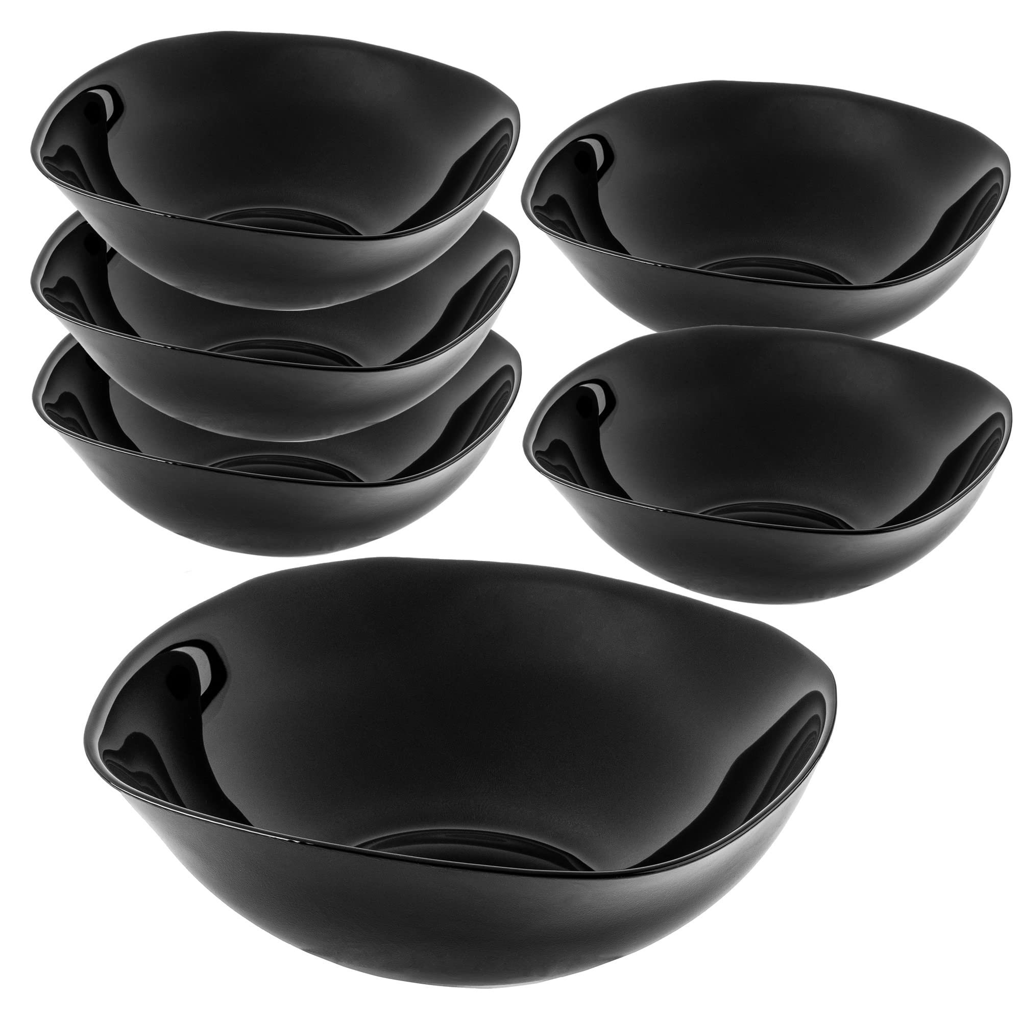 KADAX Zestaw 6 szt. Salaterki szklane 17.5x17.5cm czarne, do mikrofalówki, szkło nie chłonie zapachów, do sałatek, zup i owoców