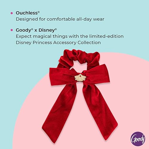 Miniatura 3 de GOODY Ouchless XL Scrunchie Bow  Disney Princess, Belle  Accesorios para el cabello para hombres, mujeres, niños y niñas, estilo con facilidad y