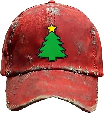 Unisex Christmas Santa Claus Printed Baseball Cap Xmas Trucker Hat Vintage Distressed Hat with Adjustable Fit