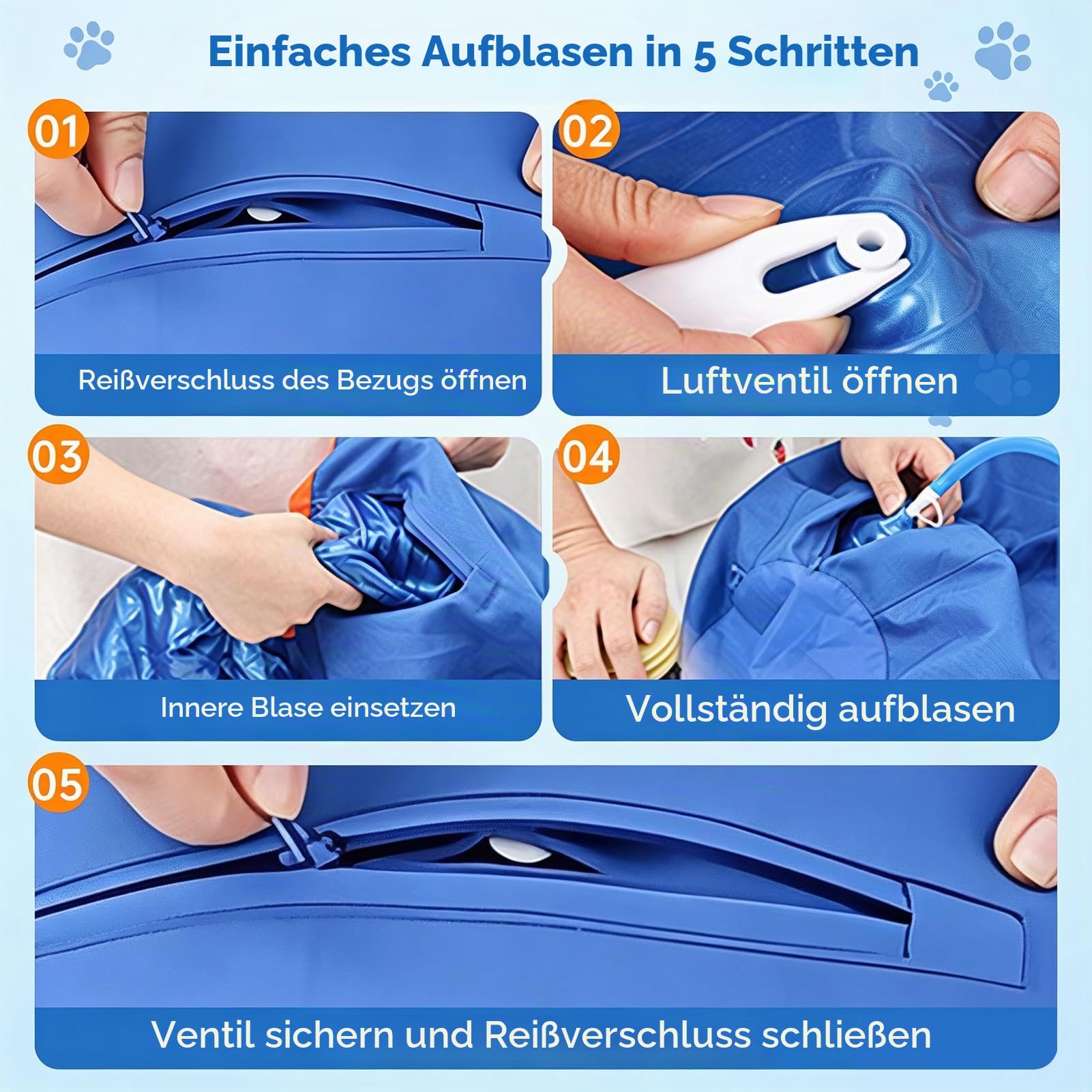 Hüteball für Mittelgroße und Große Hunde Aufblasbarer Hundeball Interaktives Spielzeug Selbstunterhaltender Trainingsball für Australian Shepherd Border Collie (Blau-Orange, 55cm)
