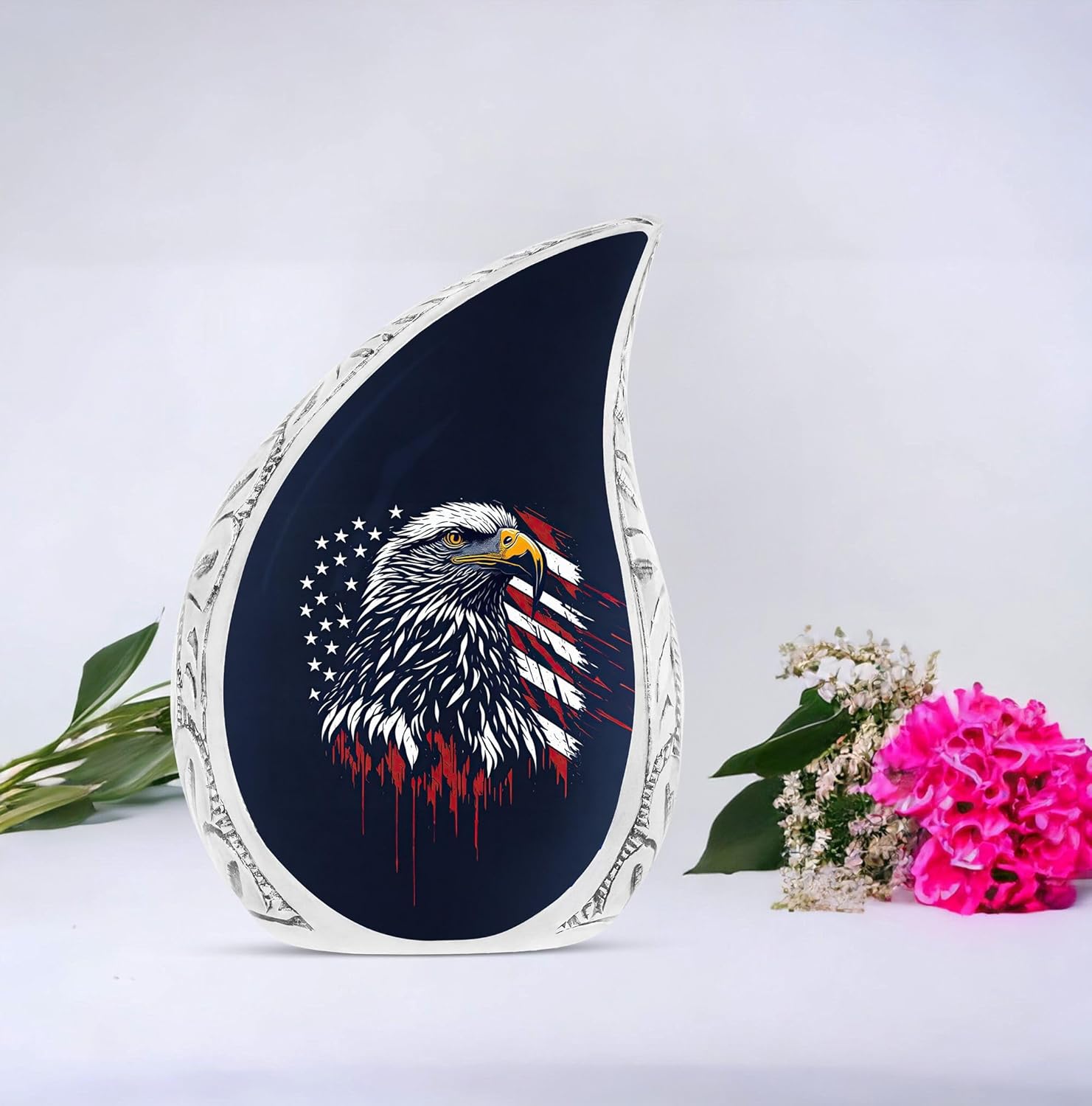 Emblematic Eagle Urn, Drop Urn for Adults Ashes Female, Large Urn 10 Inch, Memorial Urn for Adult Ash, Burial Cremation Urns for Human Ashes Women, Urns for Ashes, Funeral Urns for Human Ashes Adult
