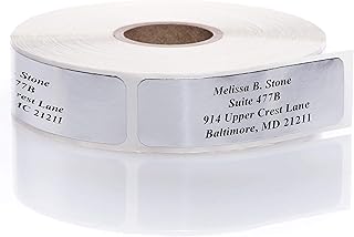 Silver Foil Personalized Return Address Labels Without Dispenser - Roll of 500 Custom Stickers