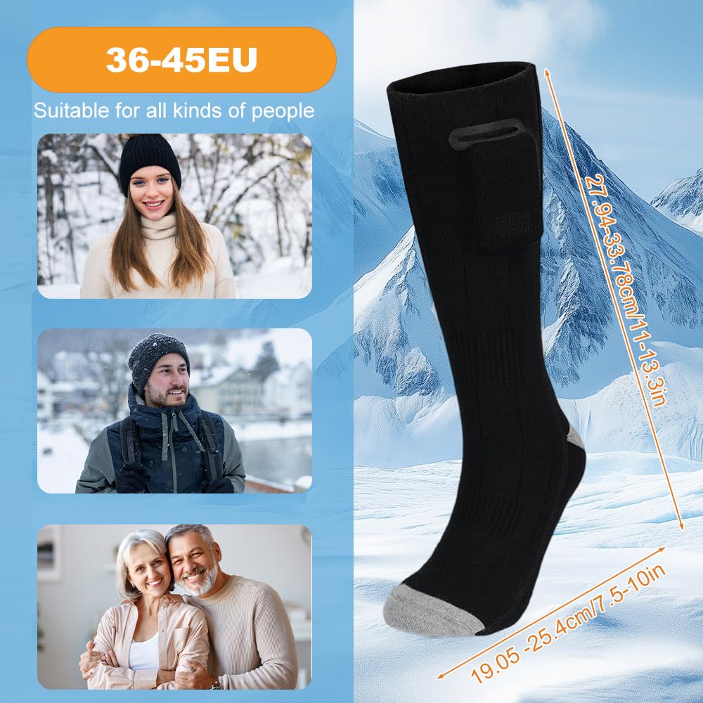 CLIUNT Batteria Riscaldata 4000mAH, calza Riscaldata Ricaricabile, riscaldare Calze per Uomo e Donna, Sport Esterno, Pesca, Escursionismo, Ciclismo, Caccia