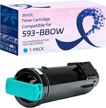 BIVOL 593-BBOW 593-BBOX 593-BBOY 593-BBOZ Toner Cartridge Compatible for Dell Laser H625 H825 S2825 Printers, with Chip, High Yield 4000 Pages 1 Pack Cyan