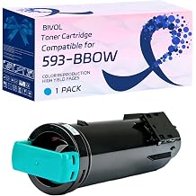 BIVOL 593-BBOW 593-BBOX 593-BBOY 593-BBOZ Toner Cartridge Compatible for Dell Laser H625 H825 S2825 Printers, with Chip, High Yield 4000 Pages 1 Pack Cyan