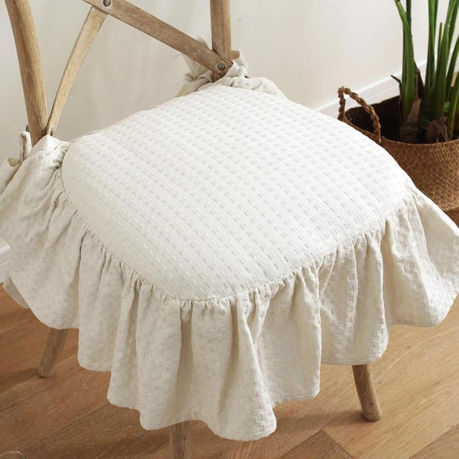 French Cotton Seat Cushion with Ties Soft NonSlip Chair