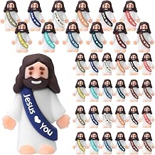 Bememo 25 Pcs Little Jesus Figures Original Design Jesus Love You Mini Rubber Toys to Hide and Seek Christmas Religious Party Favors Sunday School Baptism Gifts(Christian Colors)