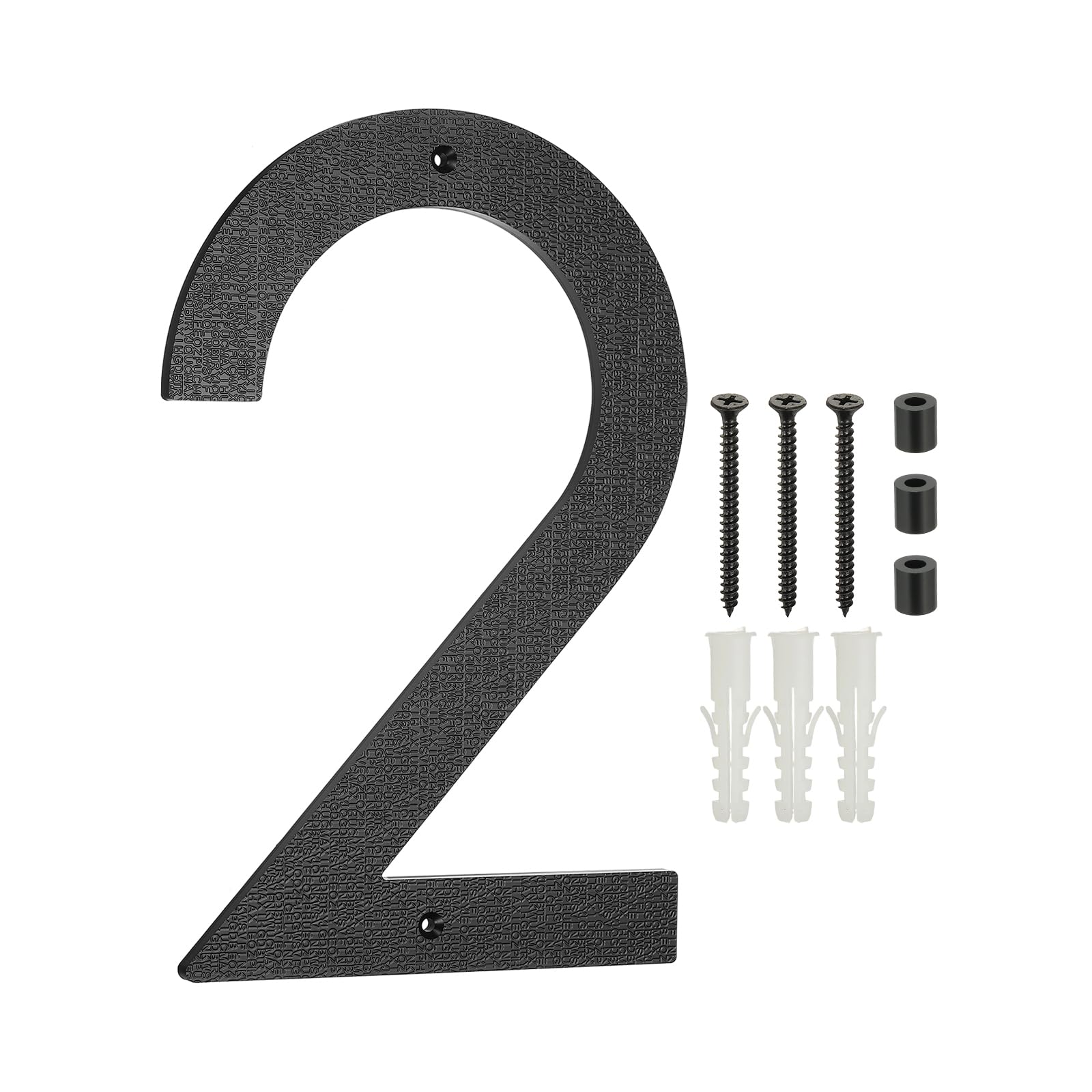 PATIKIL 12 Inch House Numbers for Outside, Number 2 ABS Plastic Texture Floating House Number Modern Mailbox Address Door Numbers with Nail Kit for Outdoor Residential Street, Black