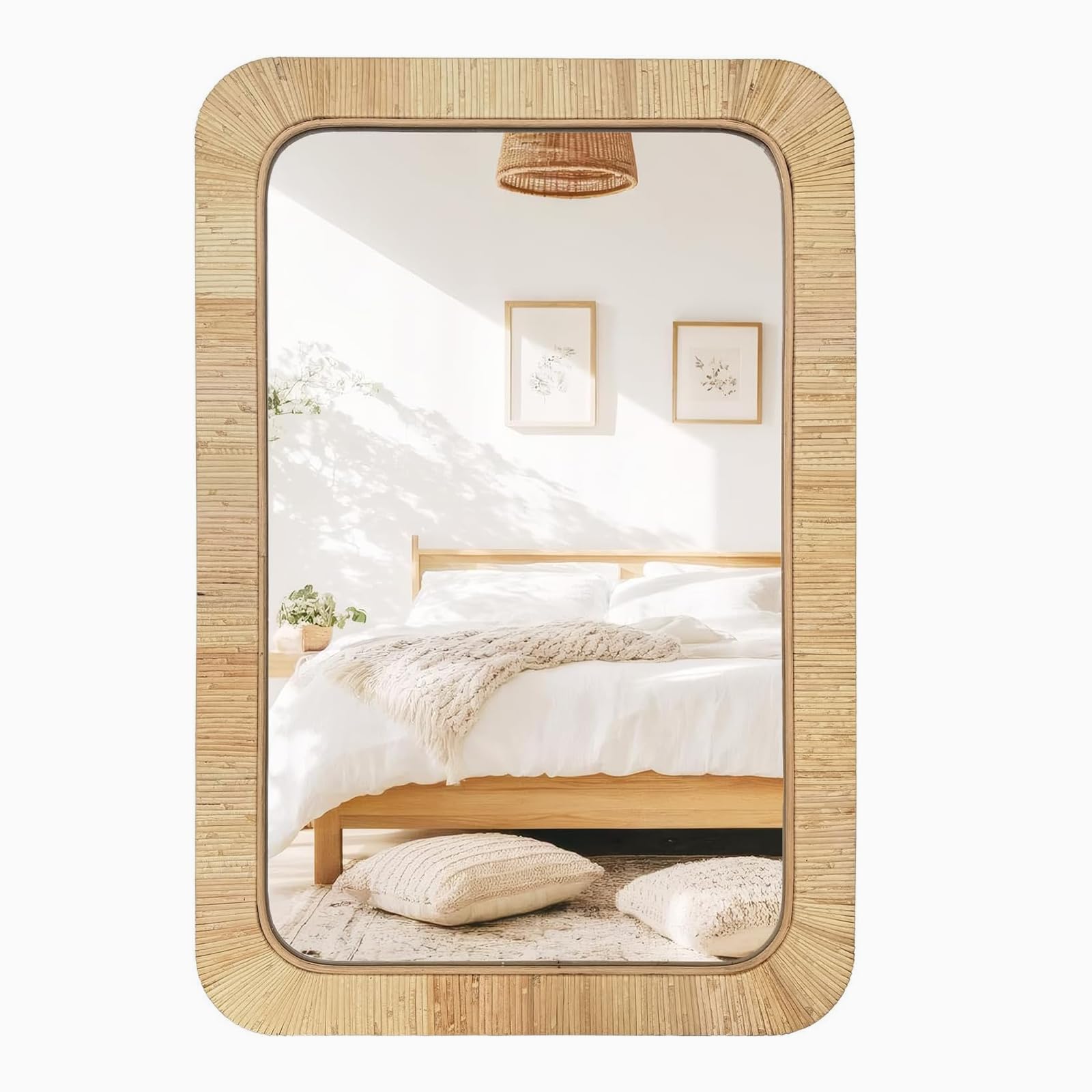 Photo 1 of inoseen Rattan Rectangular Mirror 24x36