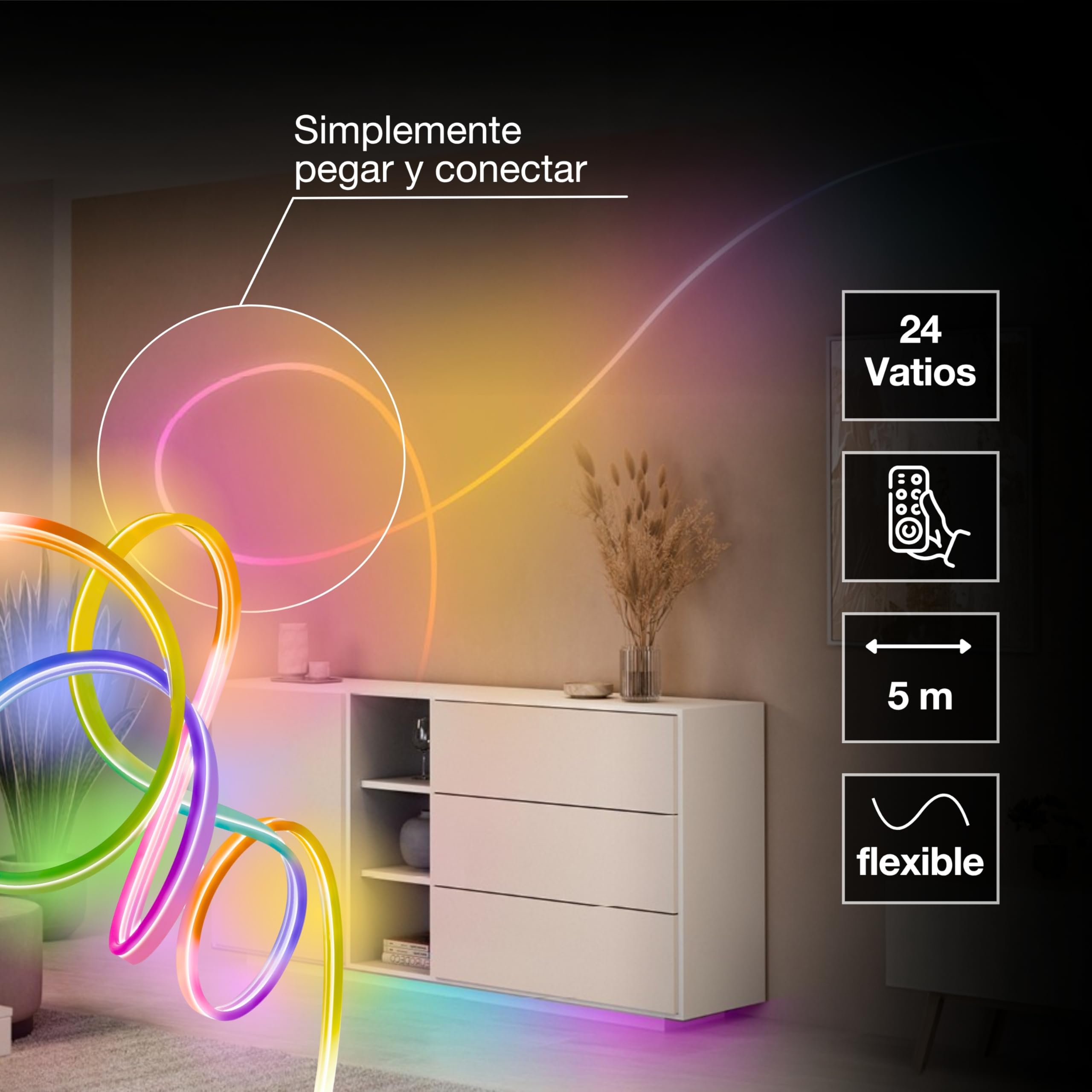 LEDVANCE SMART WIFI NEON FLEX MGC RGB RC tira de LED de colores para exteriores con tecnología WiFi y distribución homogénea de la luz; regulable; blanca; silicona; 5 m; bombilla no sustituible