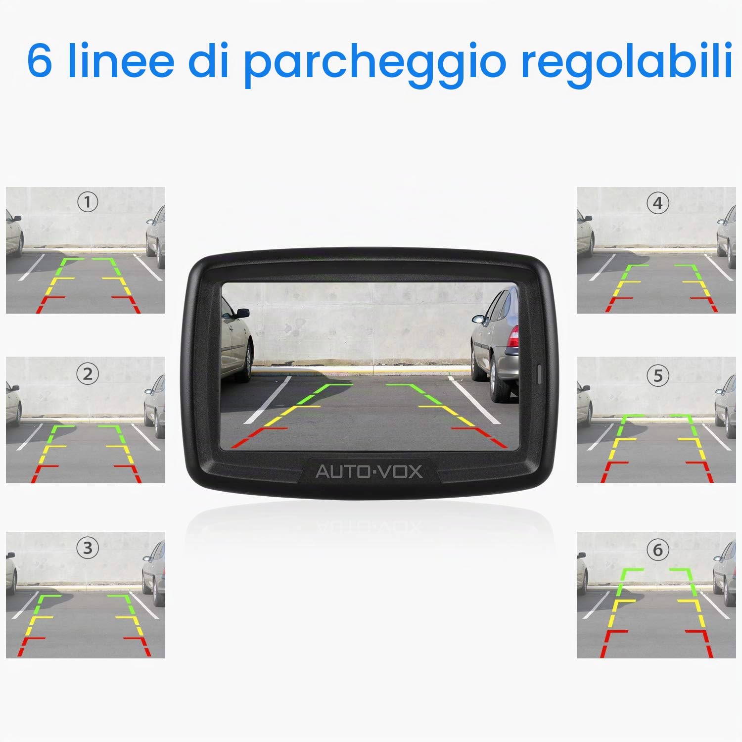 Auto-Vox Cs-2 Telecamera Retromarcia Wireless Con Monitor Per Auto 4,3", Segnale Digitale Stabile, Telecamera Retromarcia Impermeabile Per Auto Con Visione Notturna Chiara Per Camion/Suv/Furgoni
