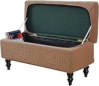 Vista 12 de Funda otomana rectangular, con almacenamiento elástico, protector extraíble para muebles y reposapiés para sala de estar, color morado, mediano