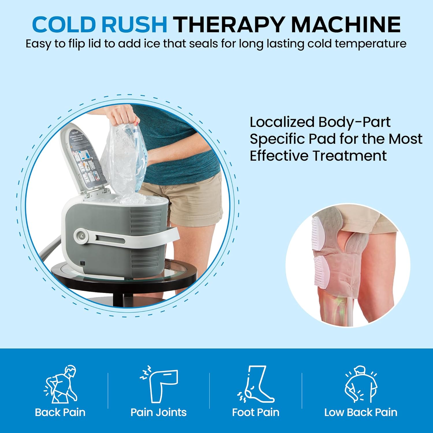 Ossur Cold RushTherapy Machine System -Unit Only- Quiet, Lightweight and Strong Cryotherapy Freeze Kit Pump