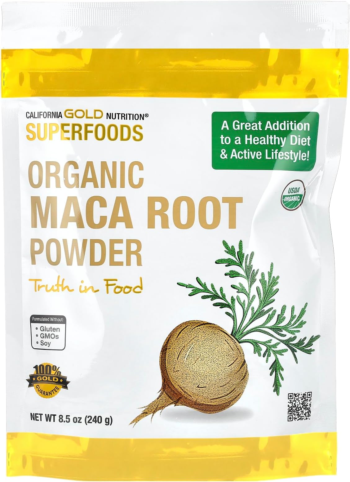 California Gold Nutrition, Super Food, Certified Organic Peruvian Maca Root Powder, 240g (8.5oz)