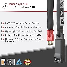 Seatylock Viking Bike Chain Lock with Key - Magnetic Patented Sold Secure Silver Rated - Heavy Duty Anti Theft - Smart Ultra Security Bicycle Lock (43.3 Inch)
