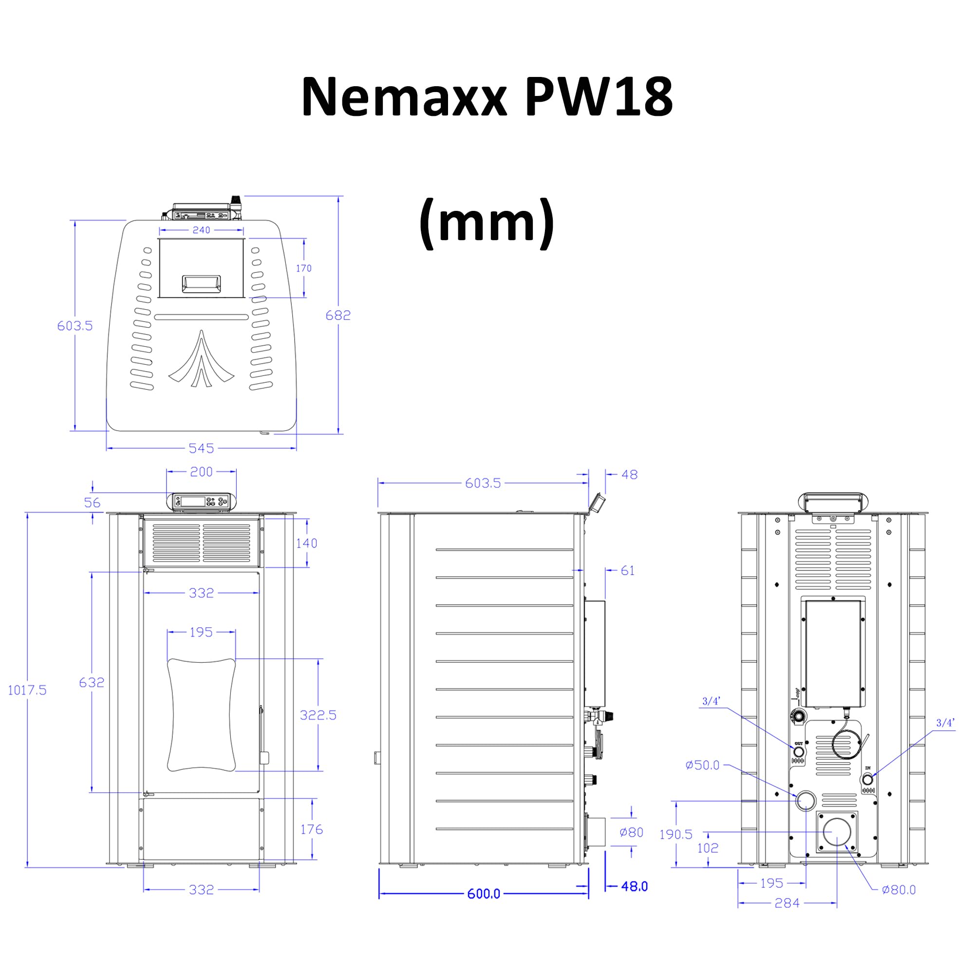 UMBRELLA® P18 Wodny piec na pellet z płaszczem wodnym 18 kW do 300 m³,A+,ogrzewanie centralne,zbiornik 40 kg,moc wodna 12,5 kW,do 18 h pracy,ECO,programator tygodniowy,Wi-Fi Ready,Czerwony