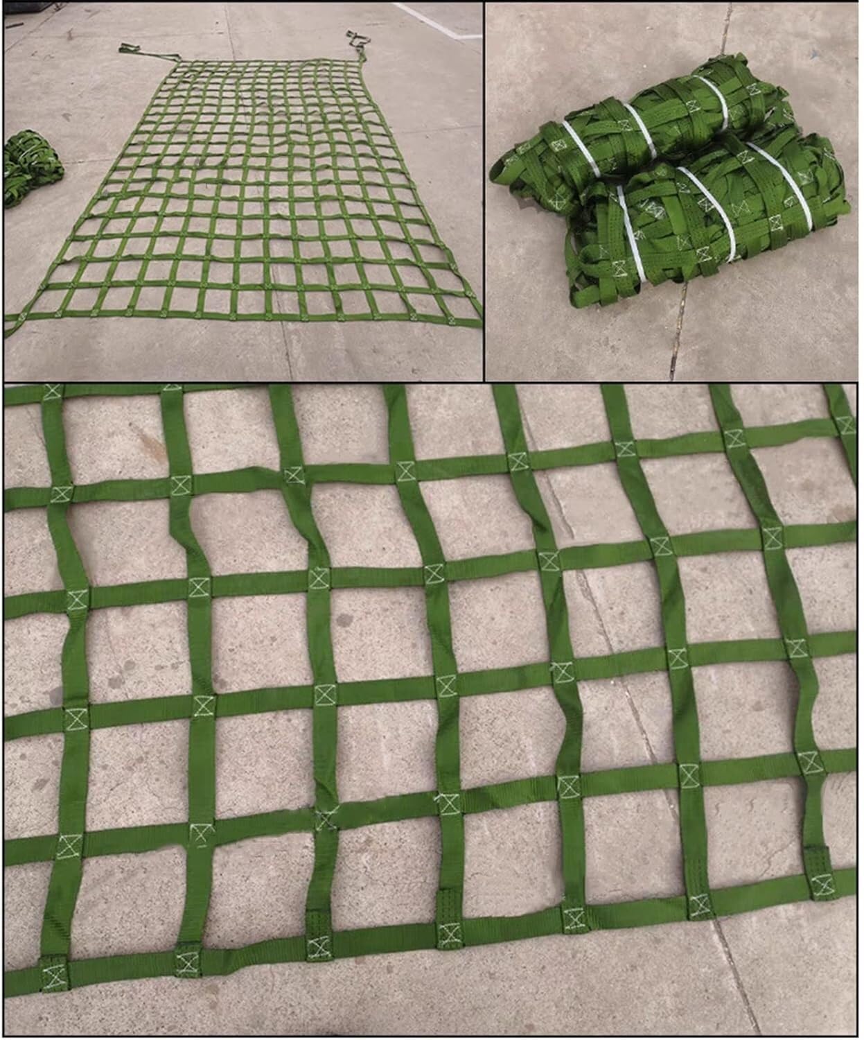 Rete di carico, Rete Elastica Resistente di Livello Industriale per Sollevamento e carico di Attrezzi, Arrampicata da Giardino, 3x3 m, Maglia da 15 cm, capacità di carico 2 t.