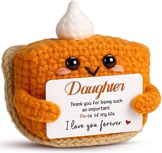 Gifts for Daughter from Mom Dad, Mini Crochet Pumpkin Pie Plush Happy Birthday Gifts for Daughter, Halloween Thanksgiving Christmas Stockings Stuffer Autumn Decorations&Easter Basket Stuffers