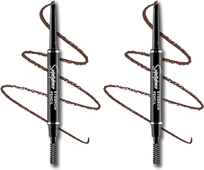 Superdense Eyebrow Pencil with Spoolie - Brown, Smudge Proof, Waterproof, Highly Pigmented for Fill in Brow Gaps, Smooth One-Swipe Precision Application, Enriched with Vitamin C & Jojoba Oil