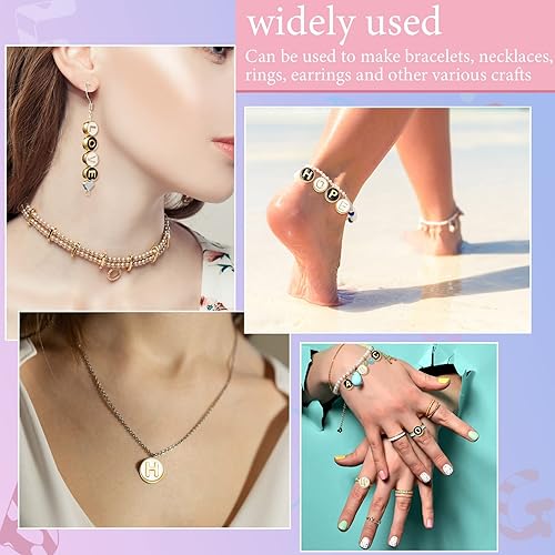 Vista 4 de Sureio 114 cuentas de letras del alfabeto de aleación de 0.315 pulgadas, planas, redondas, con letras de la A a la Z, cuentas espaciadoras sueltas