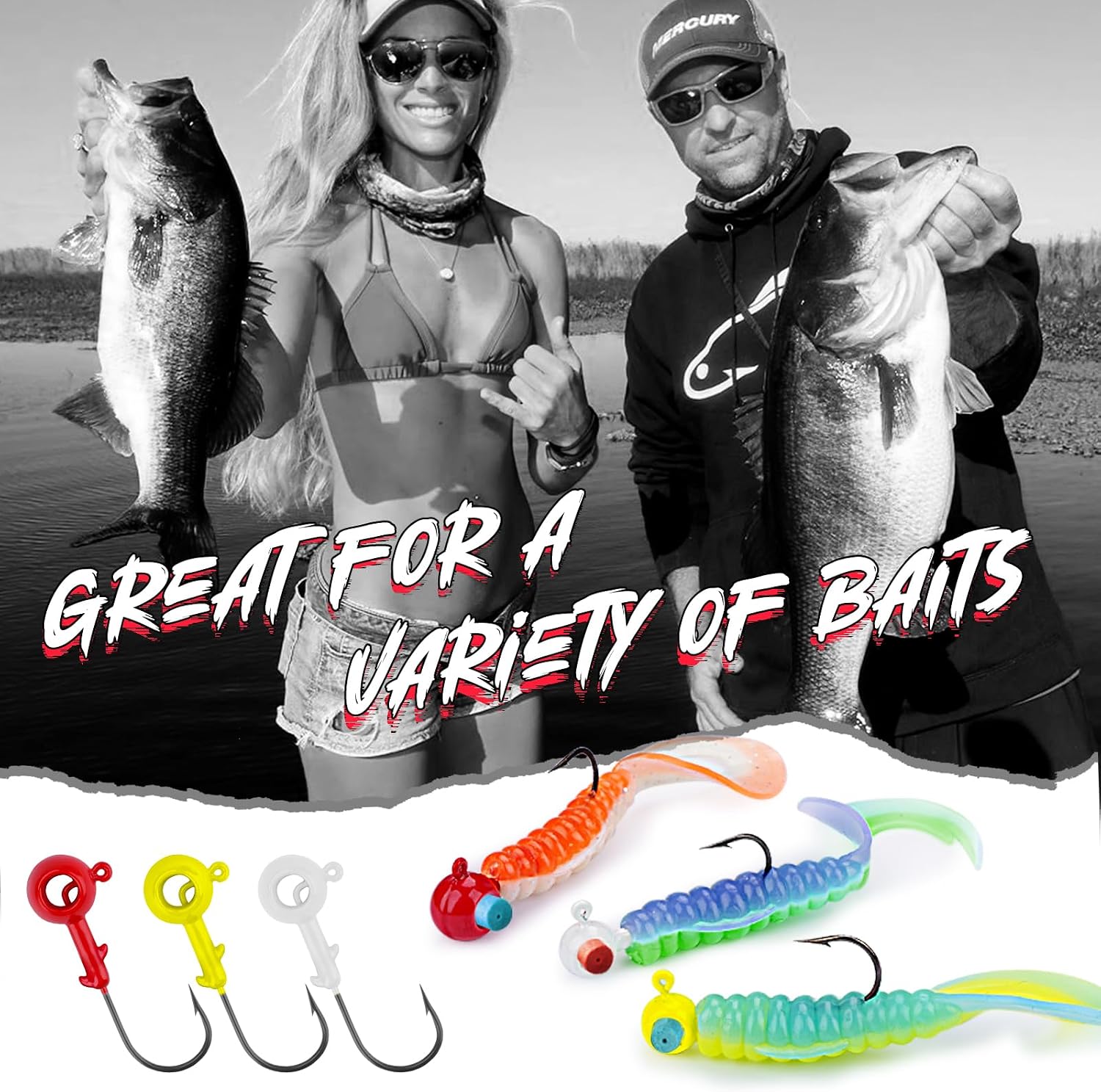 THKFISH Jig Heads Kit, 12PCS Crappie Jig Heads for Fishing, Jig Heads Hook with Round Scent Holder, Jigs for Crappie Bass Fishing, 1/16 1/8 3/16OZ, White Yellow Red thumbnail