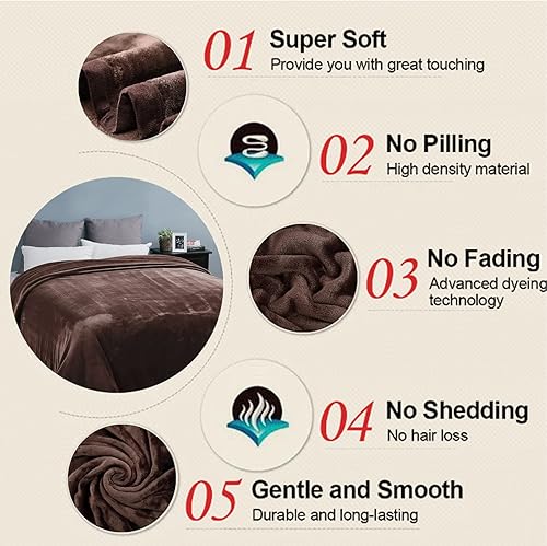 Miniatura 6 de EASELAND - Manta suave y cálida de microfelpa mullida, manta térmica y liviana de vellón, para sofá, cama y sillón, tamaño California King 102 x 108