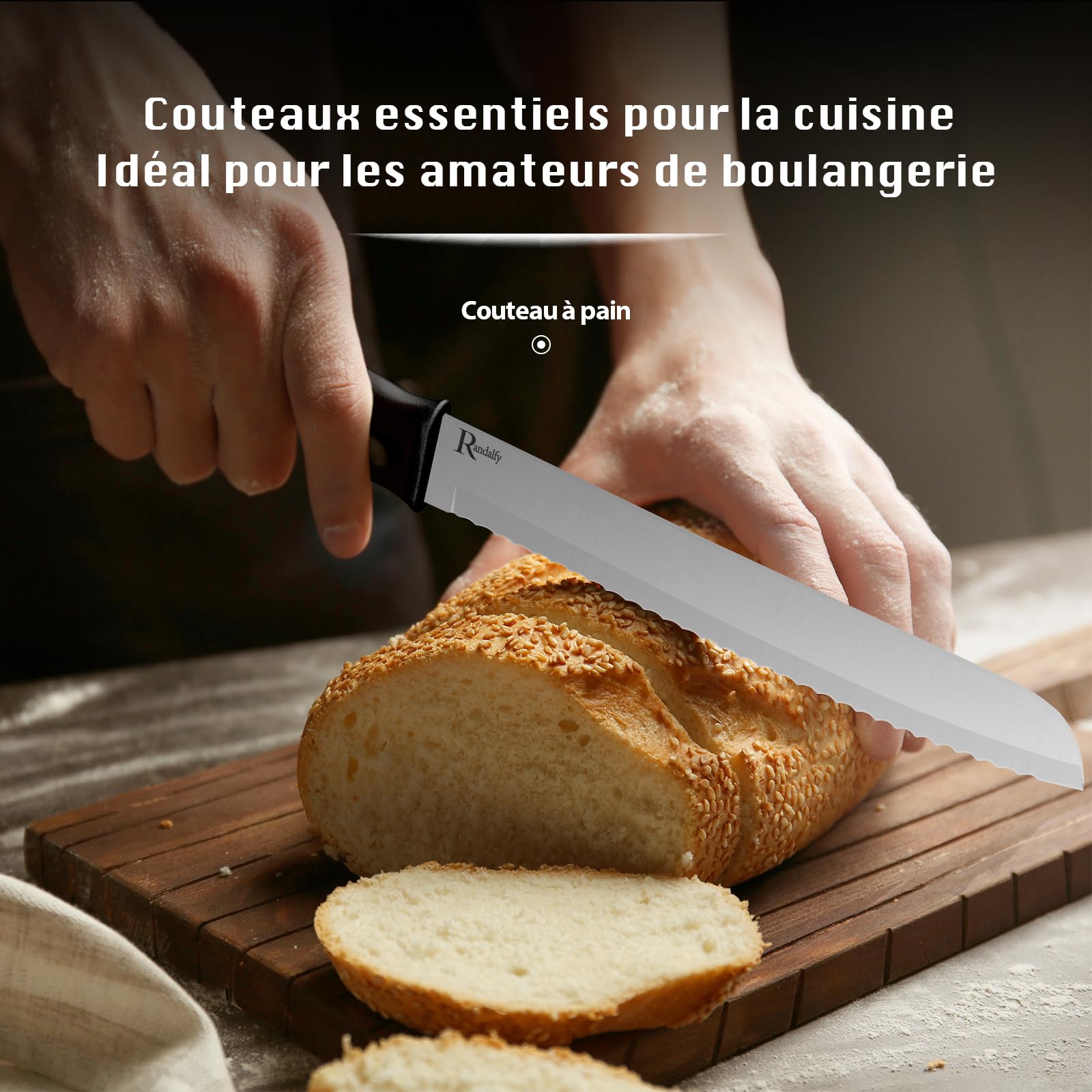 Manelord Collezione di Coltello Chef per Pane, Carne, Verdure e Frutta, Acciaio Inox, Prova di Calore, 7 Pezzi