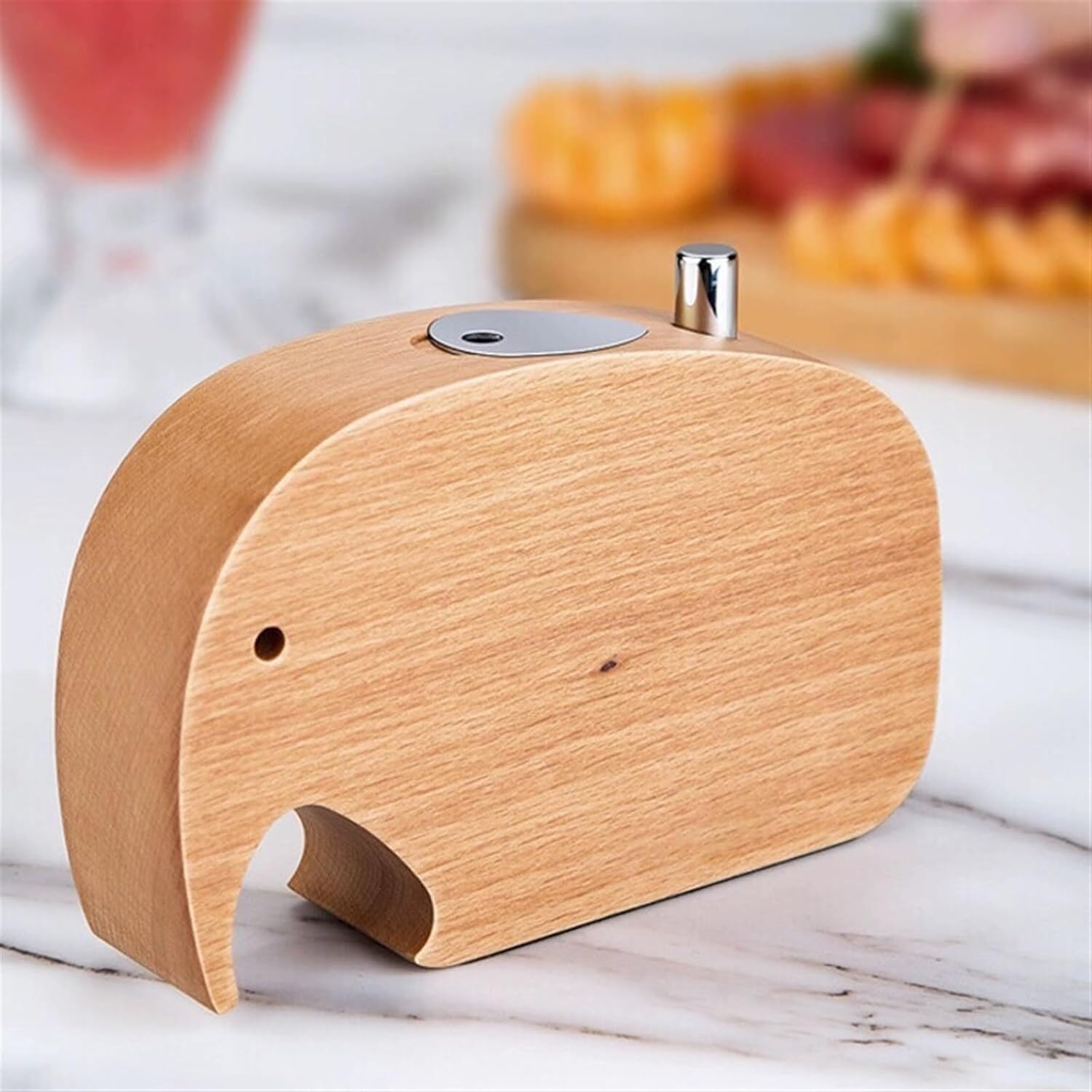 Toothpick Dispenser Solid Wood Toothpick Box Press Type Creative Cute Desktop Storage Decoration Ornament Toothpick Holder (Color : B)