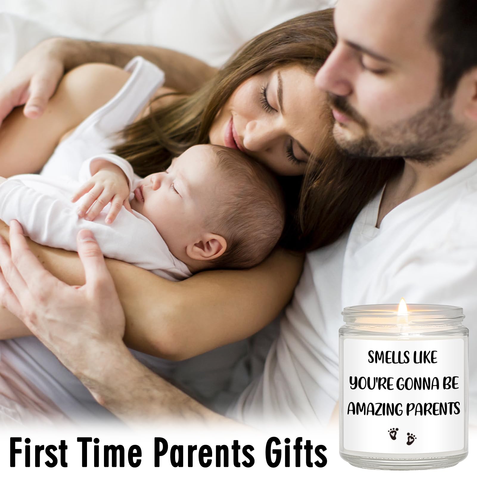 Geschenkset für frischgebackene Eltern, Kerze für werdende Mama und Papa