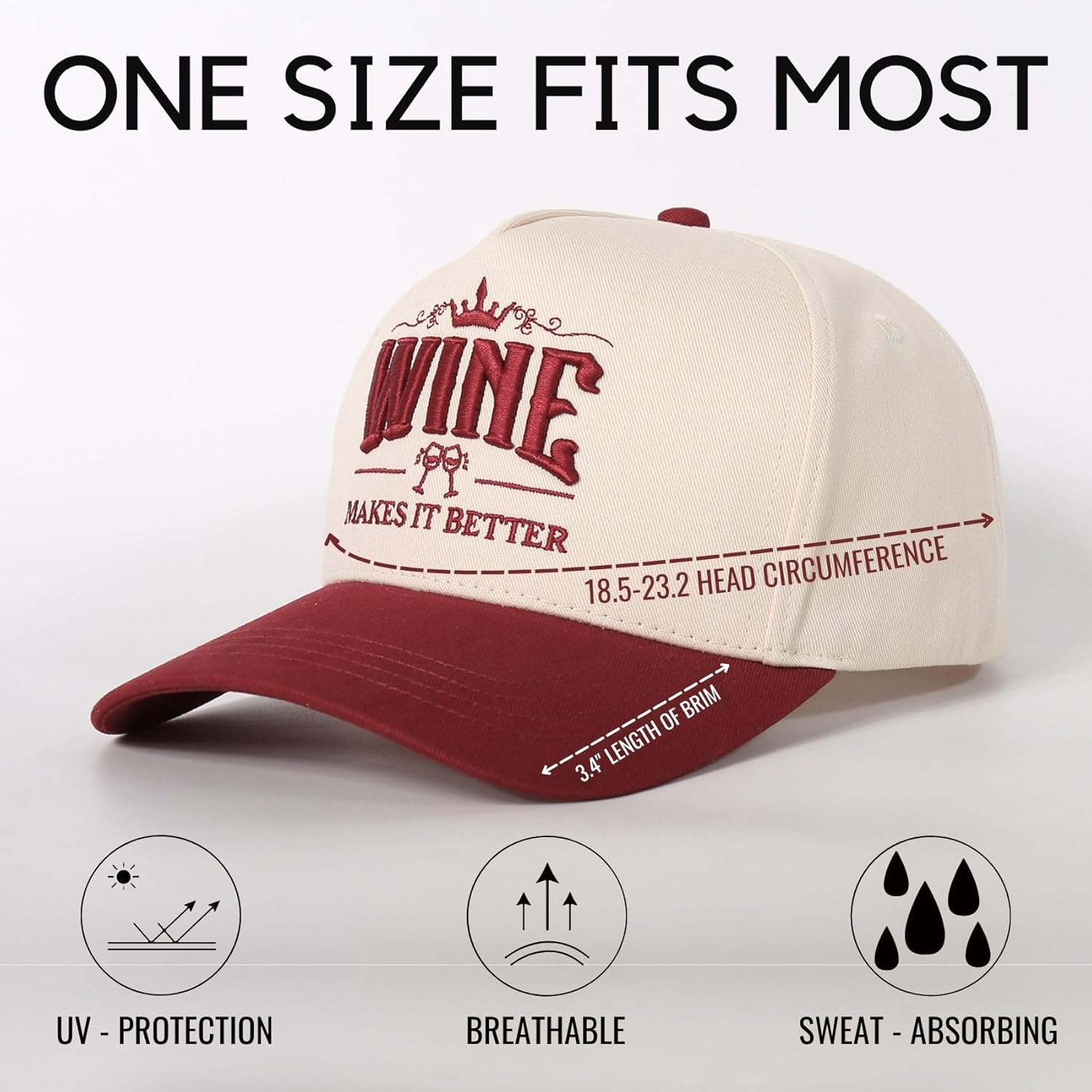 InnoBeta Wine Gifts for Women Hat Cap, Funny Adjustable Embroidered Trucker Hat for Birthday Christmas - Image 6