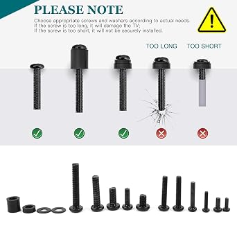 TV Bracket Screws, 68pcs M4, M5, M6, M8 Universal VESA Screws, Washers & Spacers for Most TV Stand, Mount & Bracket