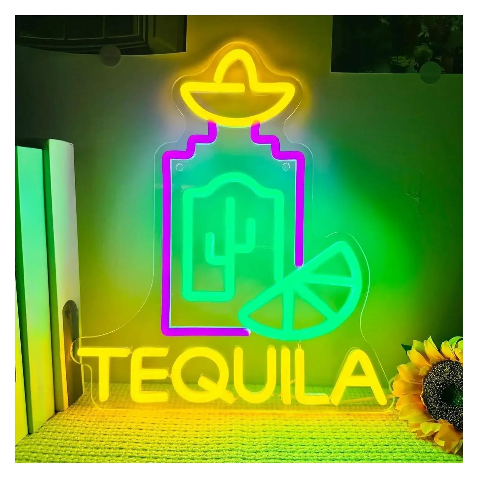 LEMST Signs Lamp Tequila Neon Sign Light Dimmable for Home Bar Beer Restaurant Man Cave Club Wall Decor Sign Illuminated USB Powered Lamp 30.7cmx35cm