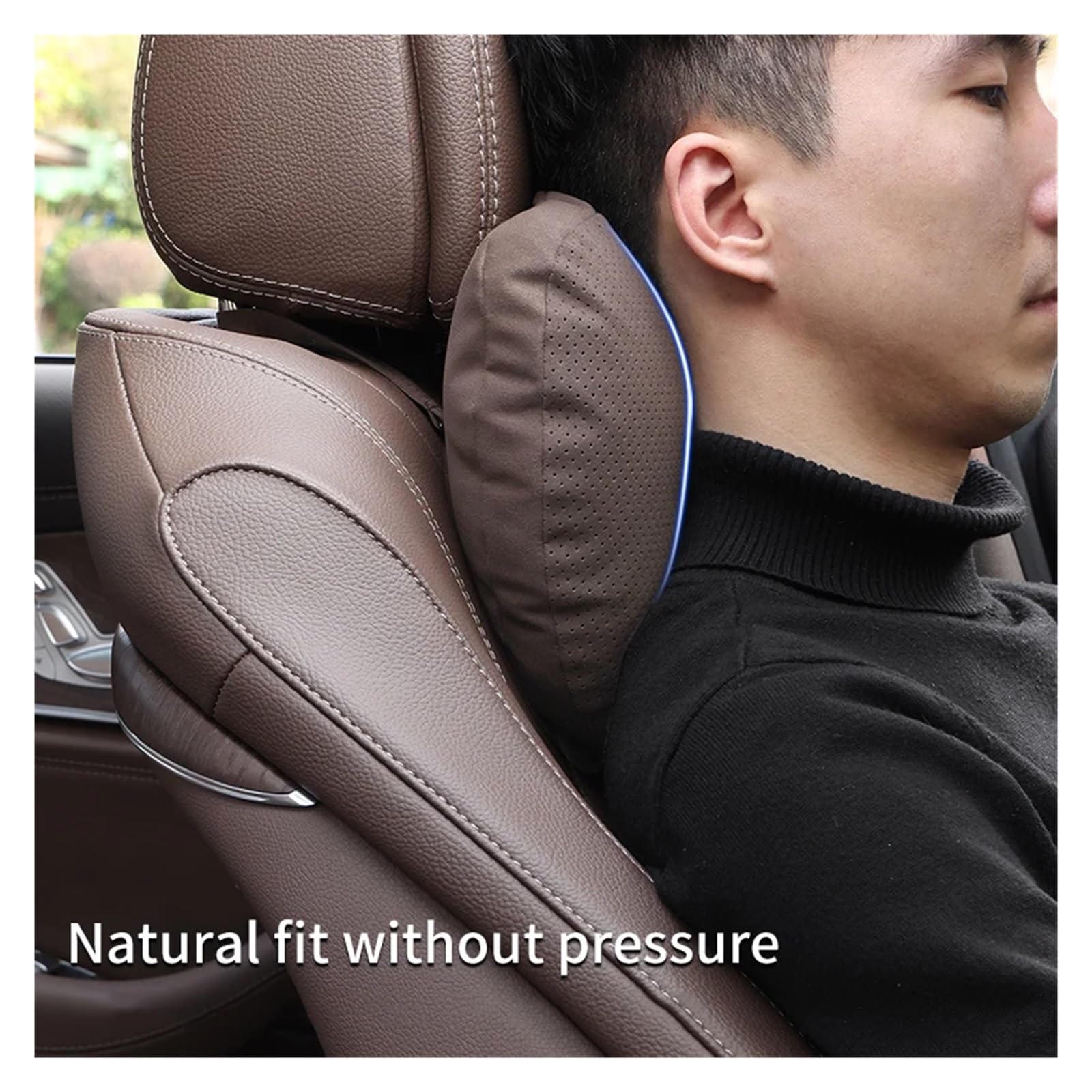 Cale Tete Voiture Appui-tête de Voiture, Soutien du Cou, siège, Oreiller Doux, Respirant, for la Conception, Protection Universelle du Cou(Beige)