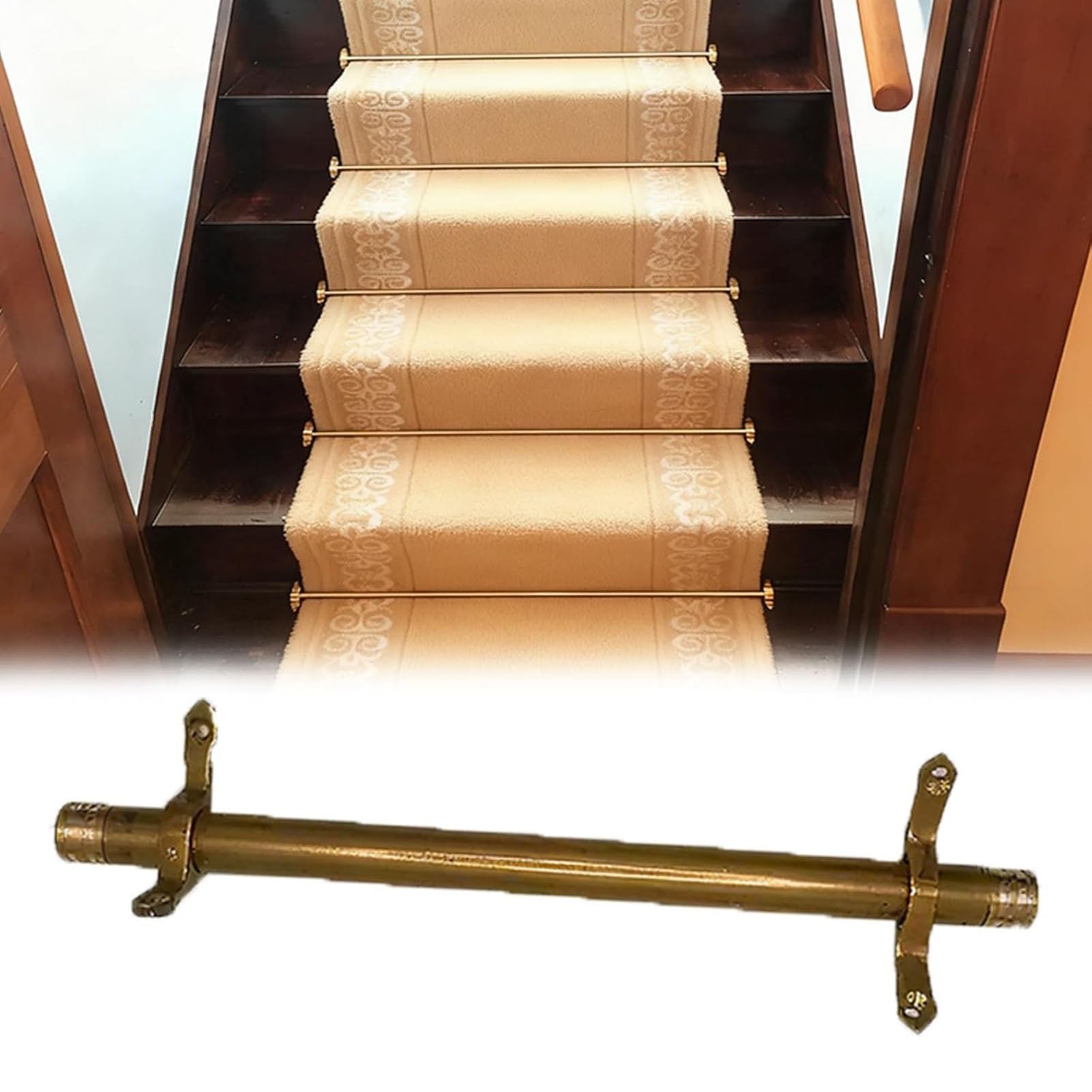 Generico Aste Antiscivolo in Ottone per tappeti da Scale - Confezione da 13 (81 cm/32 Pollici) - Ideali per Scale, Appartamenti, teatri - Fissaggio Sicuro per tappeti, Sicurezza e Stile