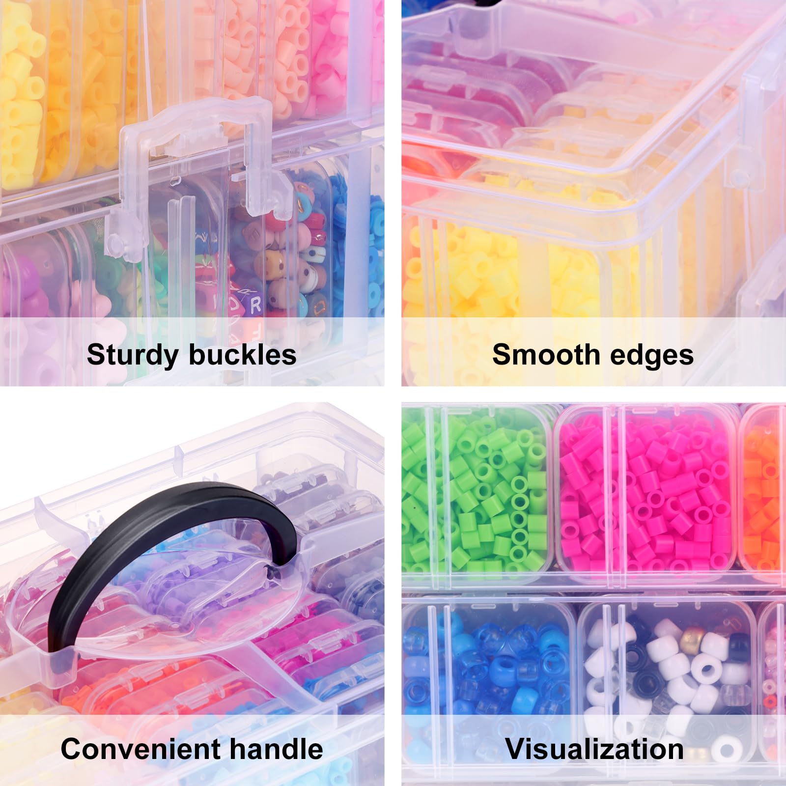 SGHUO Scatola organizer per perline, 84 pezzi, contenitori impilabili a 4 ripiani, per lavori artistici, nastri washi, giocattoli per bambini, gioielli, prodotti di bellezza e cucito