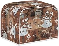 Vista 2 de JEOCODY Funda para tostadora para hacer pan con asa, impresión temática de café, ranura ancha, protección contra el polvo