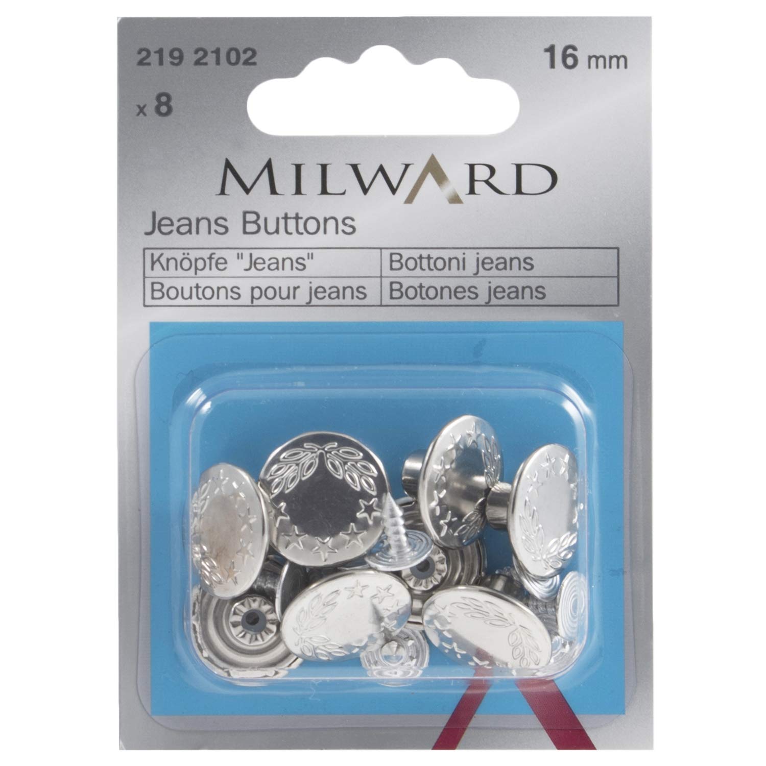 MILWARD Jeans Buttons Fasteners, Nickel/Silver, 16mm