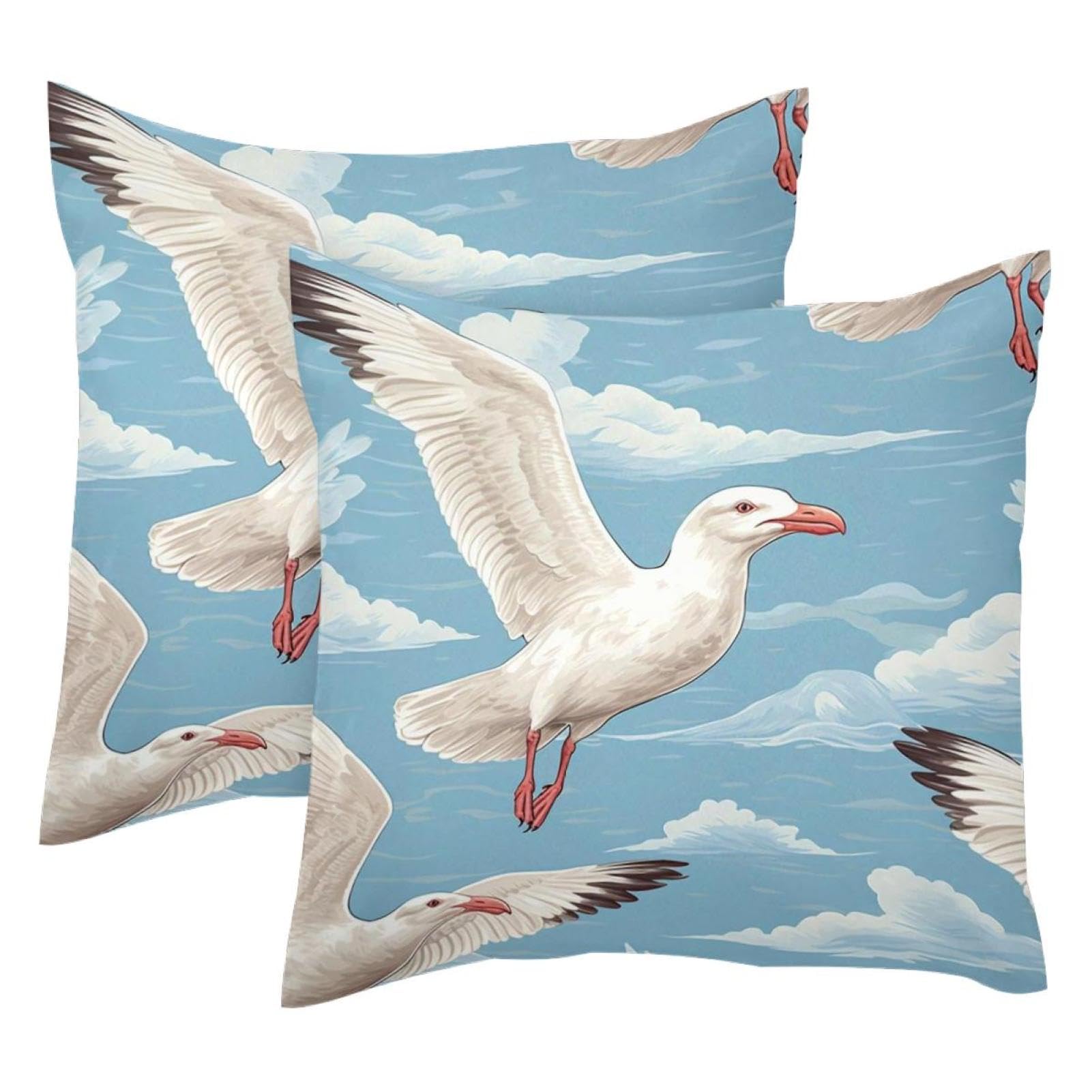Housse de coussin velours 50x50 mouette décorative lot de 2 salon