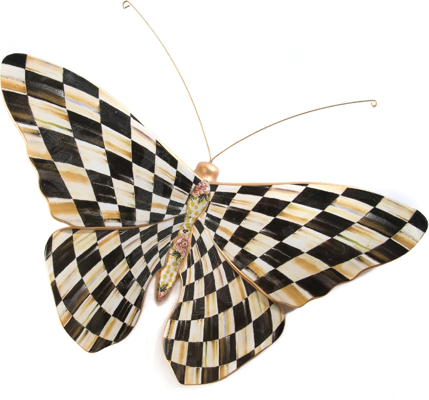 MACKENZIE-CHILDS Butterfly, Hanging Butterfly Wall Decor, Black-and-White Courtly Check