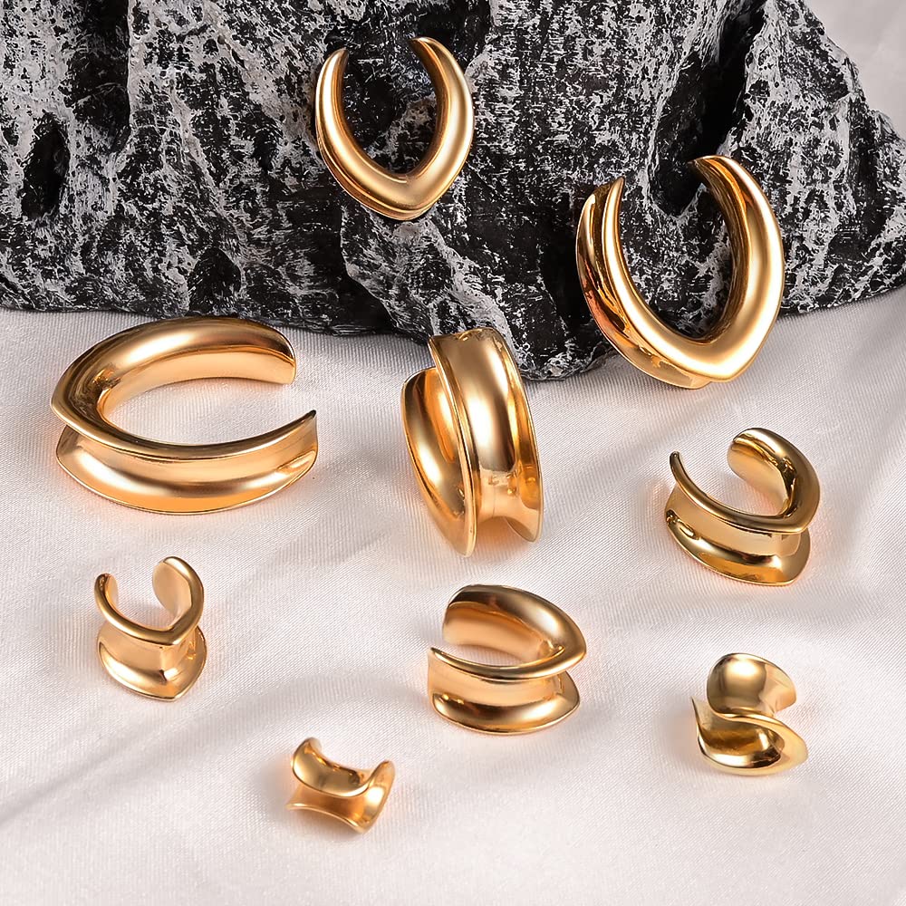 Vankula Dilatatori Lobo Sella tunnel dilatatore orecchie in Acciaio inossidabile lobi piercing espansori Gioielli Uomo Donna 6mm a 25mm